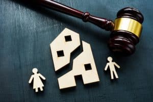 Property division concept Divided house during family divorce